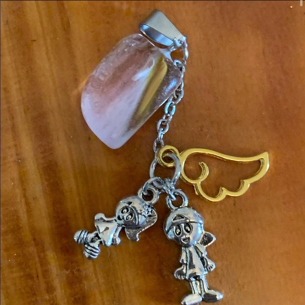 Glass charm and 3 charms suitable for necklace or bracket